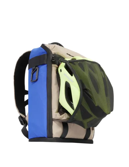 Piquadro Arne laptop and iPad® backpack in recycled fabric with shoe compartment, beige-blue