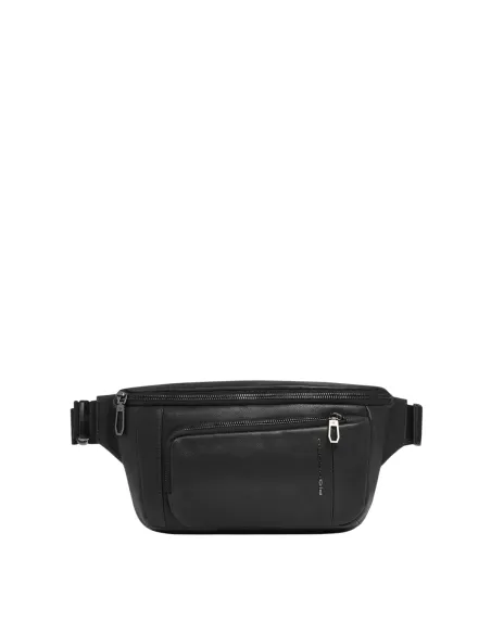 Piquadro Cronus leather bum bag, black