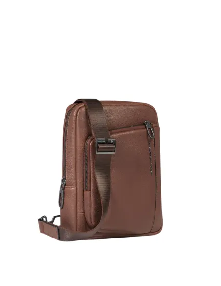 Piquadro Cronus iPad®mini leather cross-body bag, brown