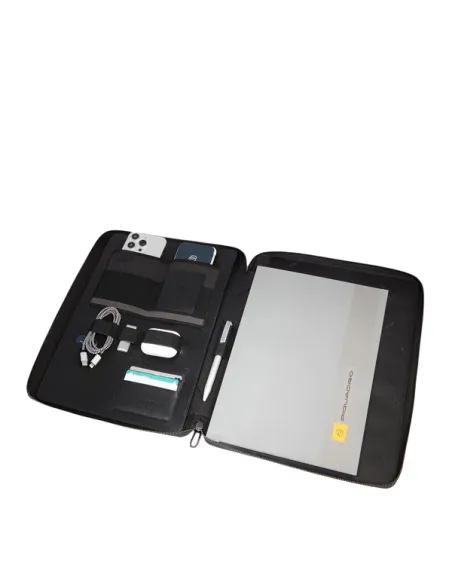 Piquadro Cronus leather notepad holder, black