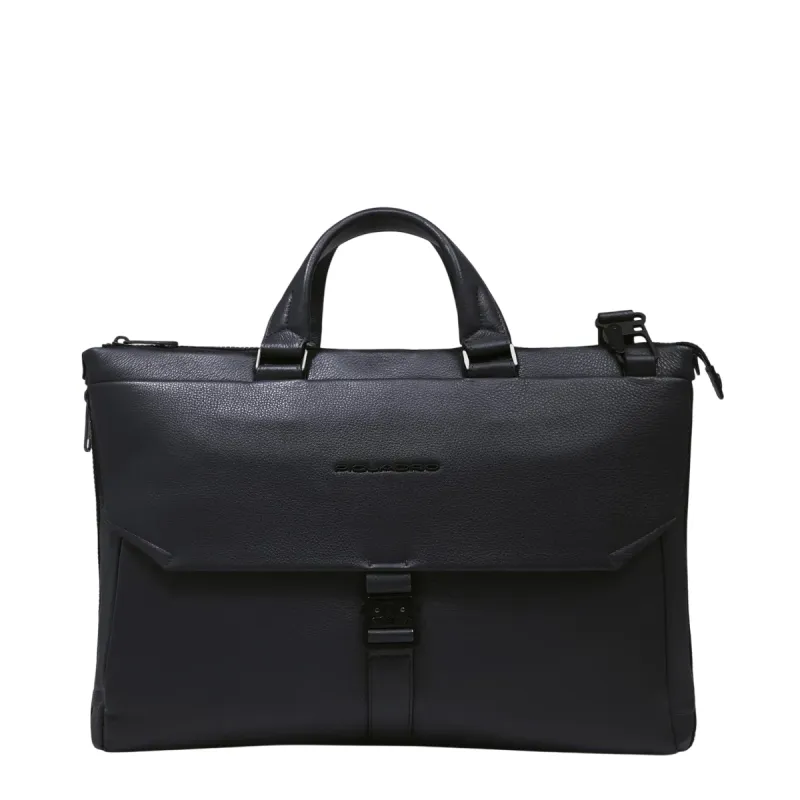Piquadro Than Expandable Briefcase with two handles, black