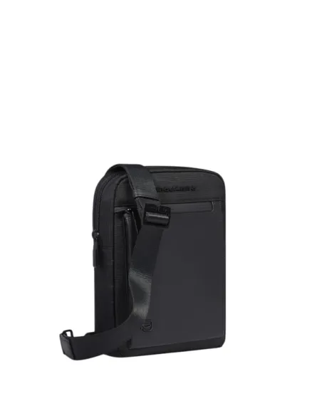 Borsello uomo per iPad® Mini in pelle e tessuto Piquadro Orion, nero