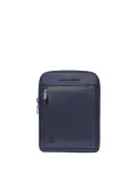 Piquadro Orion iPad® Mini cross-body bag in fabric and leather, blue