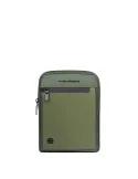 Borsello uomo per iPad® Mini in pelle e tessuto Piquadro Orion, verde