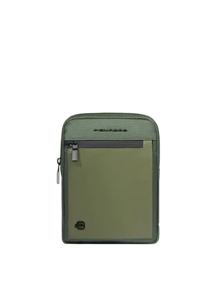 Piquadro Orion iPad® Mini cross-body bag in fabric and leather, green