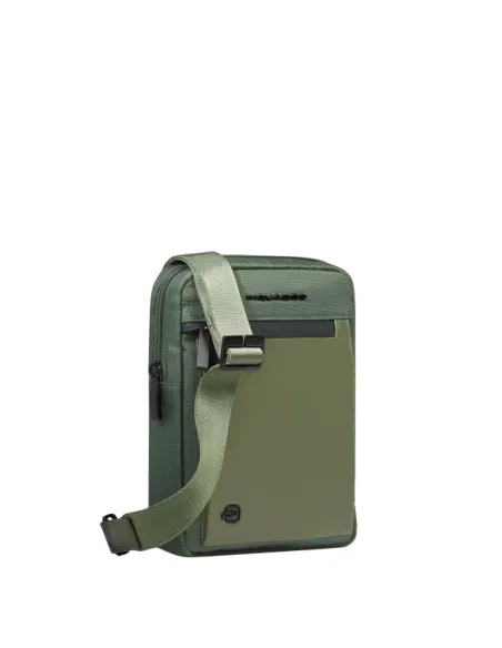 Piquadro Orion iPad® Mini cross-body bag in fabric and leather, green