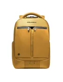 Zaino porta PC da 14 con due comparti in pelle e tessuto Piquadro Orion, giallo
