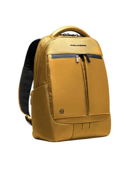 Piquadro Orion 14 PC backpack with two compartments, yellow