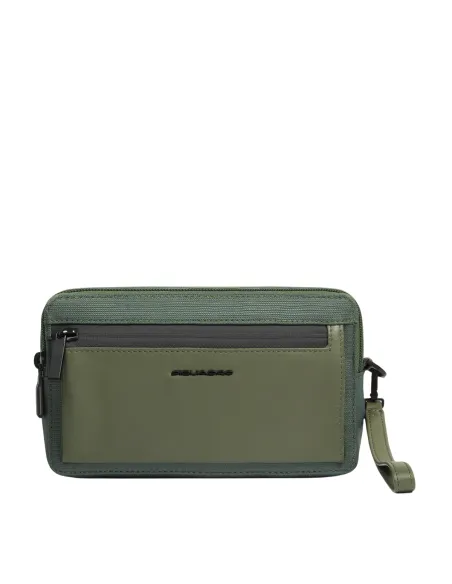 Piquadro Orion Herren-Clutch-Tasche aus Stoff und Leder, grün