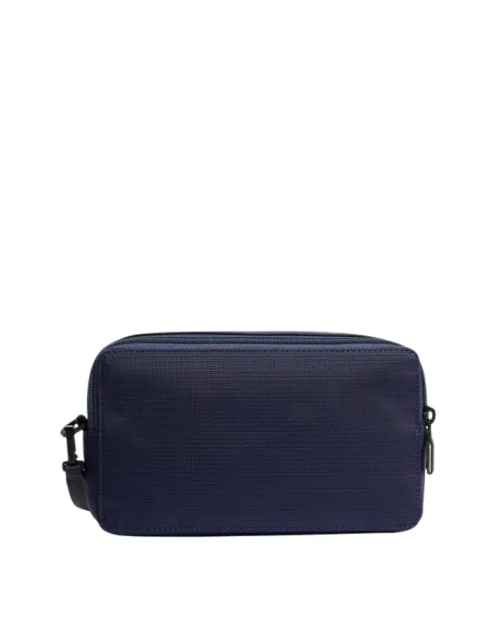 Piquadro Orion men's clutch bag in fabric and leather, blue