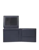 Piquadro Orion small men's wallet with coin purse and document window, blue