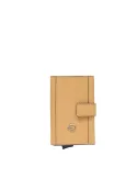 Porta banconote e carte di credito in metallo e pelle Piquadro Circle, giallo