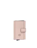 Porta banconote e carte di credito in metallo e pelle Piquadro Circle, rosa
