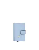 Porta banconote e carte di credito in metallo e pelle Piquadro Circle, azzurro