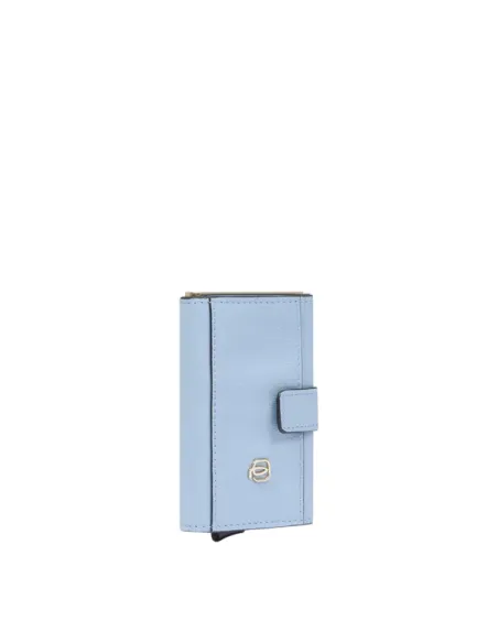Piquadro Circle woman Compact wallet with sliding system, light blue