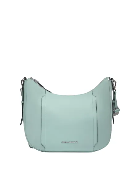 Borsa a tracolla in tessuto e pelle Piquadro Circle, verde