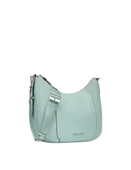 Piquadro Circle Umhängetasche für Damen aus Stoff und Leder, hellgrün