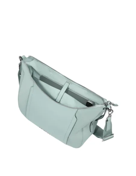 Piquadro Circle Umhängetasche für Damen aus Stoff und Leder, hellgrün