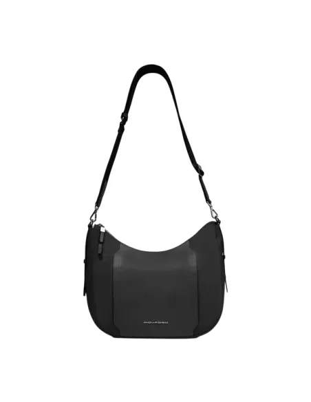 Borsa a tracolla in tessuto e pelle Piquadro Circle, nera