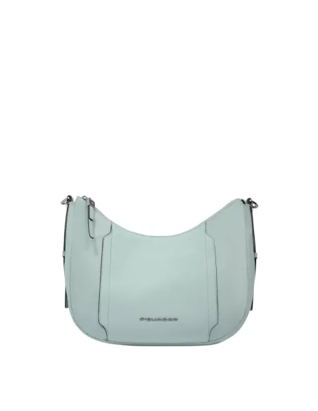 Piquadro Circle small women's shoulder bag in fabric and leather, light green