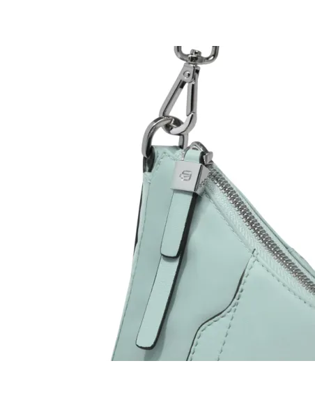 Piquadro Circle small women's shoulder bag in fabric and leather, light green