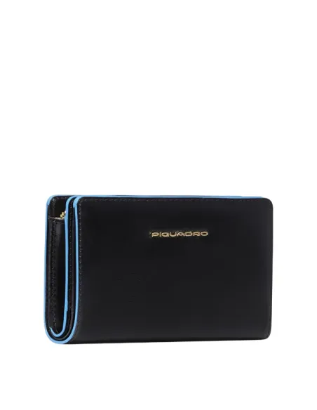 Piquadro Blue Square Damengeldbörse mit Münzfach, schwarz