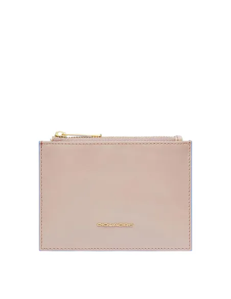 Damen-Münzbeutel mit Kartenfächern Piquadro Blue Square, rosa