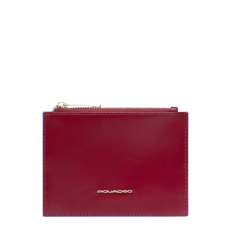 Piquadro Blue Square women's coin pouch with card slots, red