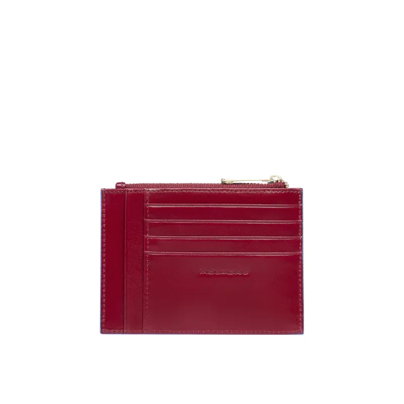 Piquadro Blue Square women's coin pouch with card slots, red 2