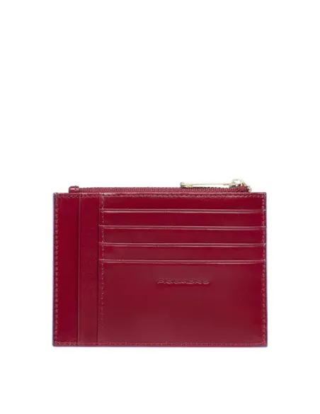Bustina porta carte di credito con zip per monete Piquadro Blue Square, rossa