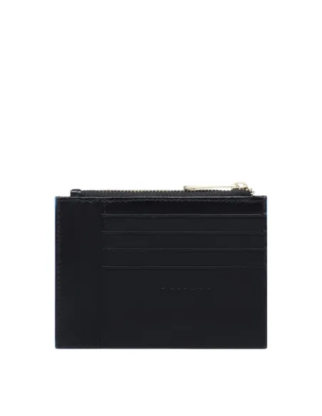 Damen-Münzbeutel mit Kartenfächern Piquadro Blue Square, schwarz
