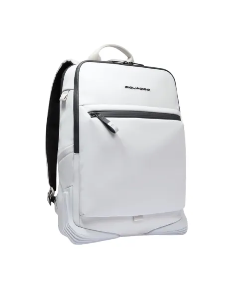 Zaino porta pc da 15,6 a due scomparti con cinghia pettorale Piquadro C2OW, bianco