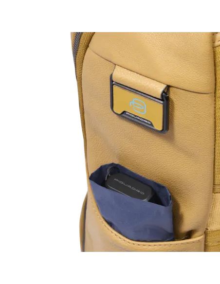 Piquadro Cronus small backpack with 13.3 laptop compartment, yellow