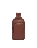 Piquadro Cronus leather mono sling bag/backpack, brown