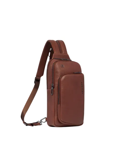 Piquadro Cronus leather mono sling bag/backpack, brown