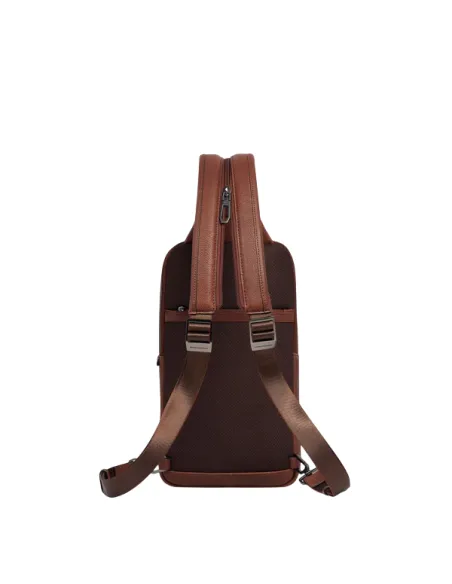 Piquadro Cronus leather mono sling bag/backpack, brown
