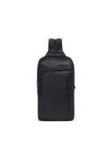 Piquadro Cronus Umhängetasche/Rucksack aus Leder, blau