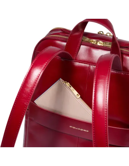 Piquadro Blue Square 14 laptop backpack for women, red