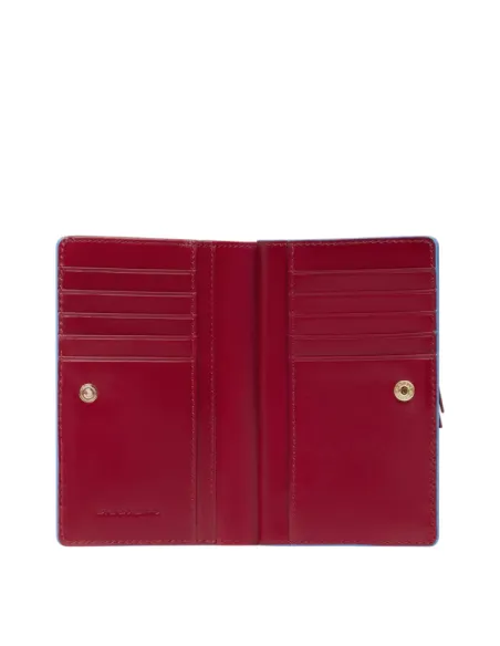 Piquadro Blue Square women's wallet with coin purse, red