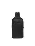 Piquadro Cronus leather mono sling bag/backpack, black