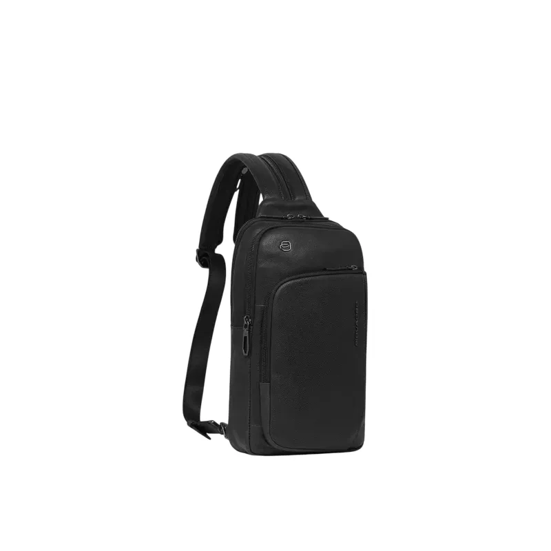 Piquadro Cronus leather mono sling bag/backpack, black 2
