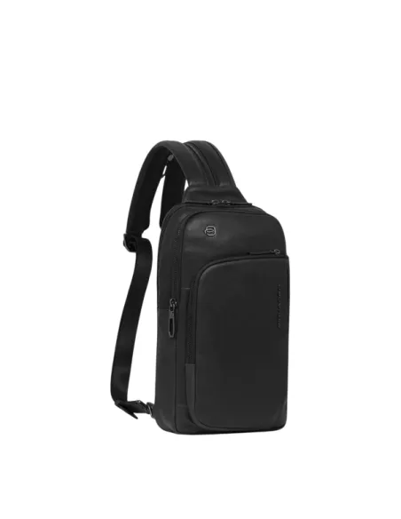 Piquadro Cronus leather mono sling bag/backpack, black