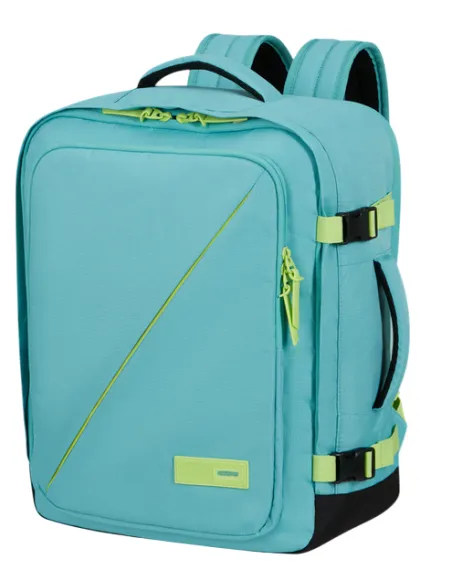 American Tourister Take2Cabin Medium-sized travel backpack with laptop holder, Dusty Turquoise-Lime