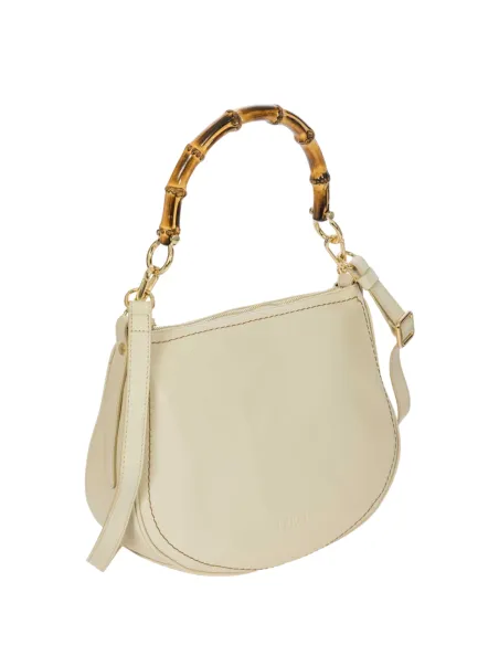 Borsa a spalla con manico in bambù Brics, crema