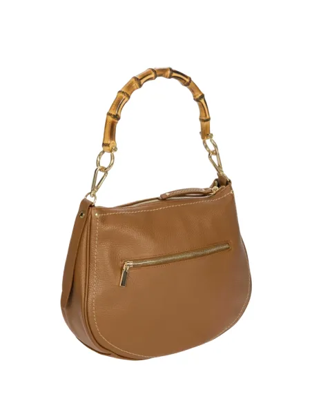 Borsa a spalla con manico in bambù Brics, cuoio