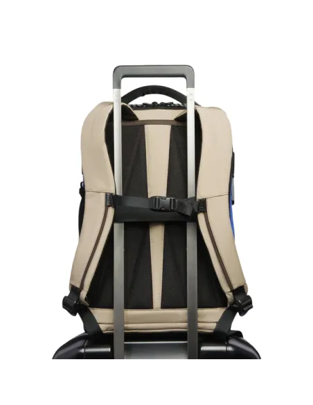 Zaino per computer e iPad® in tessuto riciclato con vano porta scarpe Piquadro Arne, beige-blu