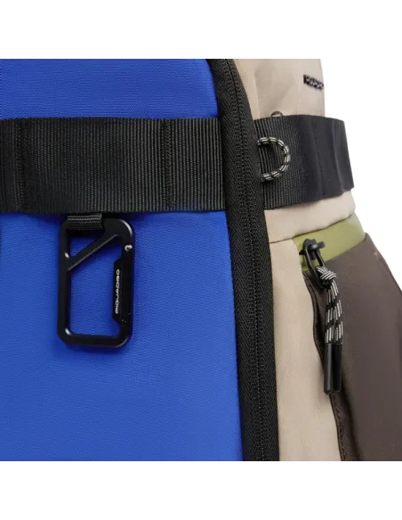 Piquadro Arne travel backpack with laptop compartment, beige-blue
