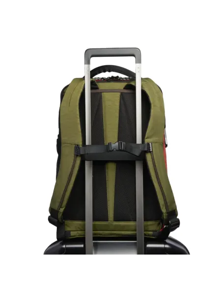 Piquadro Arne travel backpack with laptop compartment, green-orange