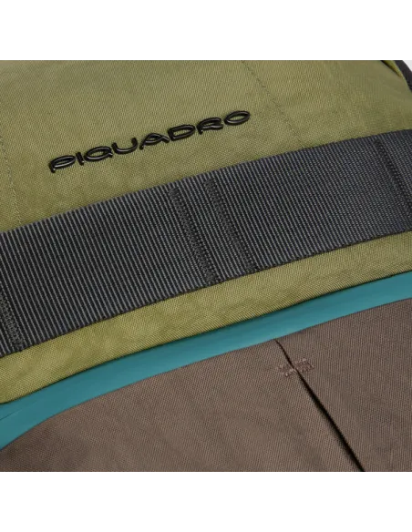 Piquadro Arne travel backpack with laptop compartment, green-orange