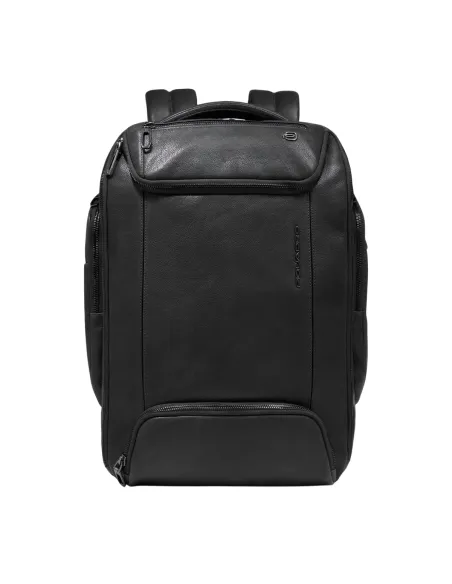 Piquadro Cronus 15.6 Leder Laptop-Rucksack, schwarz